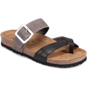 NAOT Footwear Fresno Women’s Toe Loop Slide Sandal with Cork Footbed and Arch Support - Buckle - Comfort and Support – Lightweight and Perfect for Travel – Medium to Wide Fit