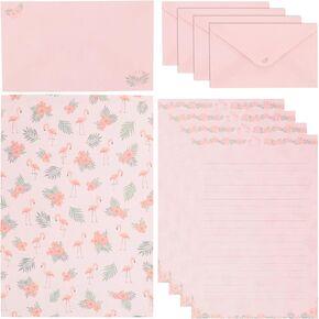 NUOBESTY A5 Stationery Paper and Envelopes Set 30PCS Flamingo Letter Paper 15PCS Matching Envelopes Cute Lovely Stationery Lined Writing Paper for Girls Boys Office Supplies