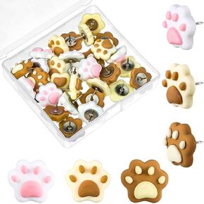 30 PCS Cute Cat Paw Decorative Push Pins Cork Board Decorations Cute Thumb Tacks (Elegant Colors)