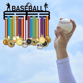 SUPERDANT Baseball Medal Hangers Medal Hockey Holder Chase Sign Hook Wall Mounted Sports Medal Display Rack Ribbon Holder for Over 60 Medals for Boys Birthday