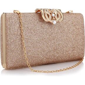 LXXUY Women Evening Clutch Bag Leather Sparkling Designer Handbag Purse for Wedding Party