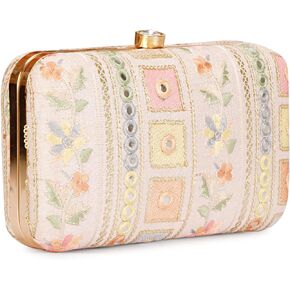 Hand Crafted Designer Box Clutch For Women, Zari Embroidery Clutch For Women/Hand Clutch For Women