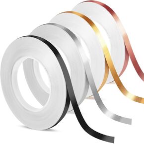 Nuanchu 4 Rolls Metallic Tape Gold Tape Polyester Film Thin Foil Tape 1/4'' x 55 Yards DIY Graphic Tape Adhesive Mirror Tape for Detailing Accent Wall Wardrobe Christmas Gift Wrapping Crafts, 4 Colors