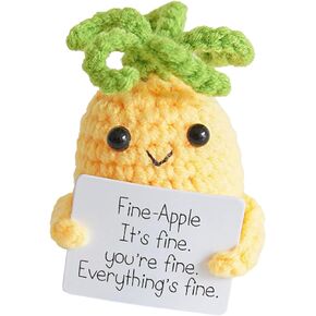 Funny Mini Positive Potato,3 Inch Cute Crochet Doll with Positive Card,Soft Wool Knitting Toy Decoration Encouragement Support for Birthday Gifts Room Decor (Positive Coffee Cup)