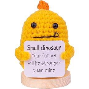 MuMyer Handmade Emotional Support Animal Car Ornament, Cute Animal Knitting Doll Gift, Funny Crochet Animal Doll Car Dashboard Decoration with Wooden Base for Car Home Office(Purple)