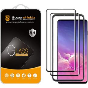 Supershieldz (2 Pack) Designed for Samsung Galaxy S10 Tempered Glass Screen Protector with (Easy Installation Tray), (Full Cover) (3D Curved Glass) Anti Scratch, Bubble Free (Black)
