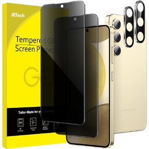 JETech Privacy Screen Protector for Samsung Galaxy S24 5G 6.2-Inch with Camera Lens Protector, Anti-Spy Tempered Glass Film, Fingerprint ID Compatible, 2-Pack Each