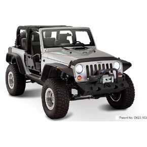 Bushwacker Jeep Flat Style Front & Rear Fender Flares | 4-Piece Set, Black, Textured Finish | 10919-07 | Fits 2007-2018 Jeep Wrangler JK 2-Door