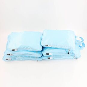 Packing Cubes Compression: Best packing compression cubes for Travel_ Geo Phive 6 piece compression packing cube Set (Blue)