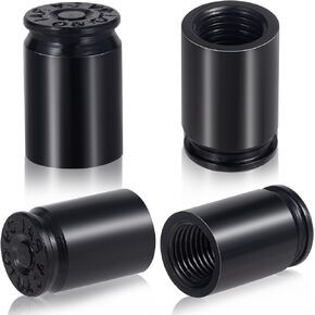 Isslly 4PCS Black Bullet Shaped Valve Stem Caps, Aluminum Alloy Universal Dustproof Tire Valve Stem Covers for Cars, SUV, Trucks, Bike, Motorcycle