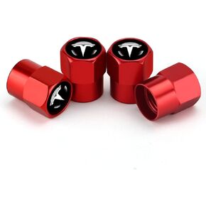 Hisport Hex 016 Red 4pcs Universal Car Tire Valve Stem Caps Air Cover Fit Tesla Accessories
