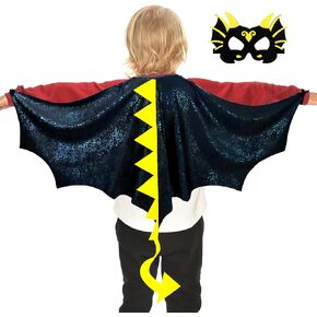 Dragon-Wings Costume for Kids Mask Dinosaur Dress Up Cape as Boys Girls Child Dino Birthday Party Favors Gifts Toys