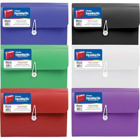 BAZIC Expanding File Folder 7 Pockets w/A-Z Tab Monthly Tabs, Letter Size Plastic File Pocket Folders, Office Paper Documents Organizer, 12-Pack