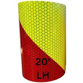 REFLECTIVE SOLUTIONS- V98 Chevron Tape- Lime Yellow Red Stripe Reflective Tape- 6" x 20' Roll- Left Hand Slant High Reflective Tape- Orafol Oralite DOT-C2 and SAE Certified- Cars, Trucks,Trailers