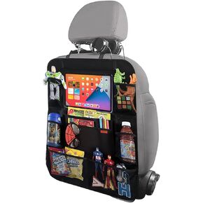 Luckybay Car Backseat Organizer, 2 Pack Car Backseat Organizer for Kids Kick Mats, Travel Accessories Waterproof, Durable with 10" Tablet Holder, 9 Storage Pockets (18" x 26.8")