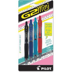Pilot G2 Mini Gel Pen, Retractable, Fine 0.7 Mm, Assorted Ink And Barrel Colors, 4/pack