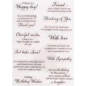 LZBRDY 5.7 by 8.3 Inch Happy Day Friend Thinking of You with Love Sympathy Wishes Words Clear Stamps for Card Making and Scrapbooking