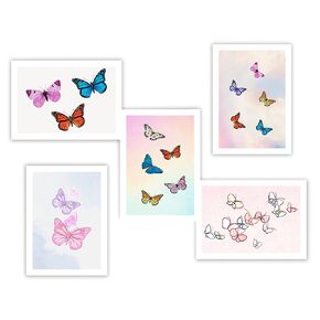 Butterfly themed Greeting Cards - Set of 10 - All Occasion 5x7 Note Cards with Envelopes. Blank Inside. Watercolor Designs of Colorful Butterfly Displays.