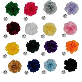 Satin Flower Men's Lapel Pins Handmade Formal Boutonniere Brooch Button Pin for Gentleman Women Suit Shirt Wedding Groom Tuxedo Corsage 16 Pcs Colors Set 4mm