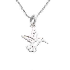 Sterling Silver Tiny Hummingbird Charm Necklace, 18"