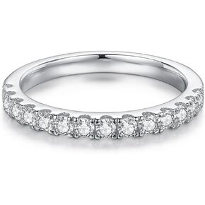 Jamitee Moissanite Wedding Bands for Women, Women's Wedding Bands Sterling Silver Wedding Band Rings Stackable Half Moissanite Eternity Rings for Women Anniversary Wedding Band for Her Size 4-11
