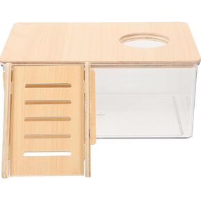 Hamster Sand Bath Container Transparent Digging Sand Box Acrylic Hamster Bath Box with Cover and Climbing Ladder for Small Animal