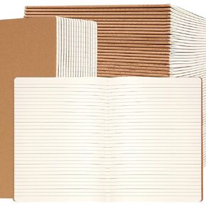 30 Pack Large B5 College Ruled Notebook & Journal Bulk, Kraft Cover, B5 Size, 7.6x10 inch, 60 Pages, Line Thick Paper, Subject Note Pad Planner Set for Women Men Kids Traveler Student Office