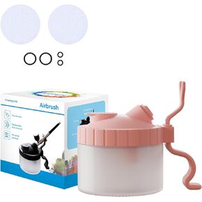 Airbrush Kit with Brush Cleaner Solution Airbrush Cleaner Kit Airbrush Holder Stand Airbrush Cleaning Pot Airbrush Spray Cleaning Efficient Cleaning of Airbrushes (Pink)