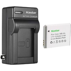 Kastar NB-6L Battery (1-Pack) + Charger for Canon PowerShot D10, D20, S90, S95, S120, SD770, SD980, SD1200, SD1300, SD3500, SD4000, SX170, SX240, SX260, SX270, SX280, SX500, SX510, SX600, SX703