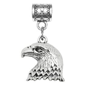 "Eagle charm" silver hanging charm with EXTRA free charm for snake chain charm bracelets, or add to a neck chain, pendant necklace or key chain by Mossy Cabin USA.