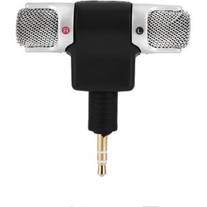 Mini Laptop Microphone, 3.55mm Plug Portable External Stereo Microphone Tablet Camera Computer Mic for Video Recording Meetings Voice Vlogging Live Streaming