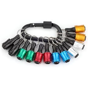 12 قطعة من katerk 1/4 بوصة حامل لقم مفك براغي من سبائك الألومنيوم، خفيف الوزن سريع التغيير، شريط تمديد سلسلة المفاتيح، محول برغي الحفر قابل للحمل (مع حلقة تسلق سوداء) in Kuwait