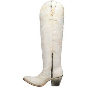 CORRAL LADIE'S LD DISTRESSED WHITE EMBROIDERY & ZIPPER J TOE TALL TOP, LEATHER Sole, COWHIDE Leather, URBAN Boot, WHITE A4311