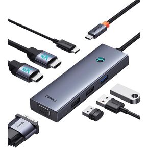 Docking Station Dual Monitor, Baseus 7 in 1 USB C Docking Station 3 Monitors, USB C HUB with 4K HDMI, 100W PD, 3 USB for iPhone 15/MacBook/Dell/HP