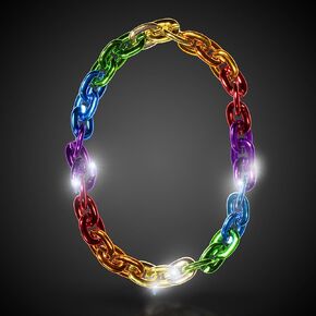 Windy City Novelties - LED Rainbow Jumbo Chain Necklace |36 inches | Mardi Gras Costume Accessories Party Favors Rapper Costume Cosplay
