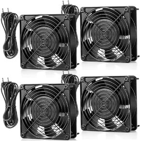 4 Pack 120V AC Fans Waterproof Fan 120mm Muffin Fan Life 50000 Hours 18W 2850RPM 90CFM Small Cooling Fans for Computer Case Compressor Engine Generator