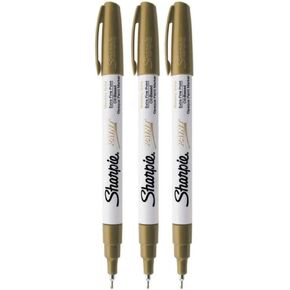 Sharpie Oil-Based Paint Marker, Extra Fine Point, Gold; Works On Virtually Any Surface - Metal, Pottery, Wood, Rubber, Glass, Plastic, Stone, and More; Pack of 3 (35532)