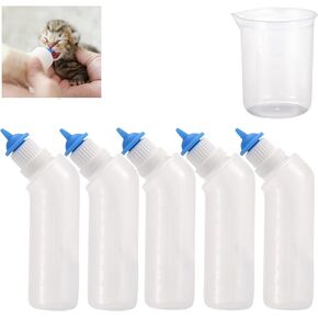 5Pack Pet Nursing Bottle Puppy Bottles for Nursing with Green Mini Feeding Nipple for Newborn Kittens, Puppies, Small Animals
