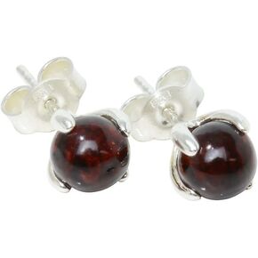Amber Earrings - Baltic Dark Cherry Amber Dangling Earrings "Sadie" - Sterling Silver Jewelry Collection