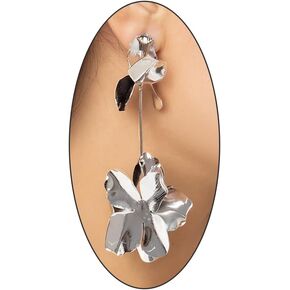 Chunky Metal Flower Statement Drop Earrings for Women Teen Girls,Boho Gold Silver Exaggerated Geometric Floral Dangle Earrings Party Jewelry Gifts