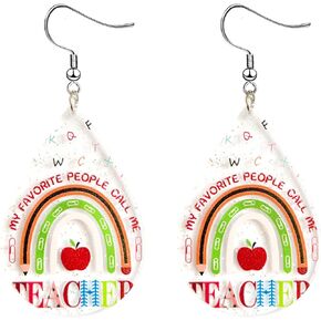 Teacher Earrings Acrylic Pencil Drop Dangle Earring for Teachers Creative School Teacher Jewelry Gifts for Students Women Girls