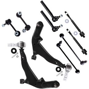 SCITOO 10pcs Suspension Kit Front Lower Control Arm Inner Outer Tie Rod End Front Sway Bar Link Rear Sway Bar Link Fit 2003 2004 For Nissan Murano
