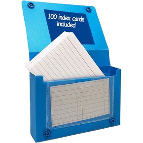 Index Card Case, 4x6 Inch Index Card Holder, Fits Up to 100 Cards Per Case Assorted Colors - With Heavy Weight Ruled Index Cards, 4" x 6", 100/Pack - Store Recipe Cards, School Flash Cards (4x6 Inch)