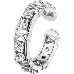 foyjoey Stackable Gold Rings for Women Dainty Open Cubic Zirconia Wave Cuban Rings Trendy Adjustable Wedding Eternity Bands Non Tarnish