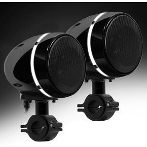 GoHawk AN4-Halo LED 4 بوصات الكل في واحد مدمج مكبر صوت مقاوم للماء بلوتوث للدراجات النارية مكبرات صوت نظام ستيريو مثبت على المقود مشغل موسيقى MP3 مع USB AUX لـ Harley ATV 4 Wheeler