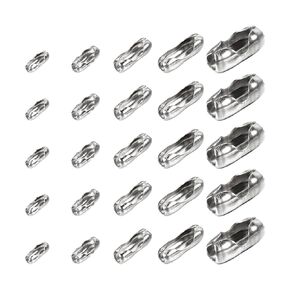 MECCANIXITY Ball Chain Connector Clasps, Stainless Steel Replacement Cord Connector Fit for 1.5/2/2.4/3.2/4mm Beaded Ball Chain, Silver Pack of 100