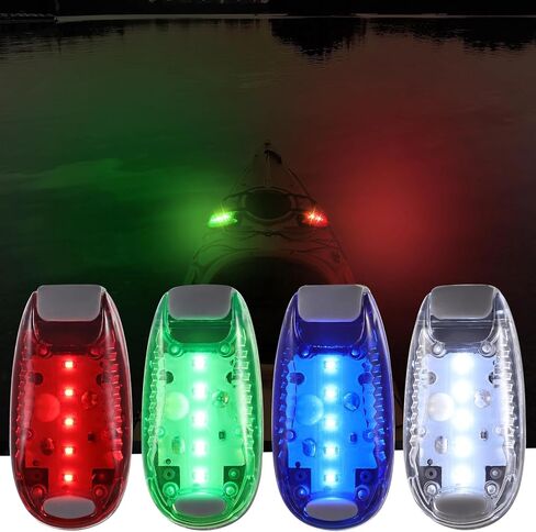 4 قطع من مصابيح الملاحة لقوارب الكاياك، مصابيح أمان LED مع أوضاع وامضة وامضة، مجموعة مجانية للتجميع لقوس القارب واليخت وذيل الدراجة باللون الأحمر والأخضر والأبيض والأزرق in Kuwait