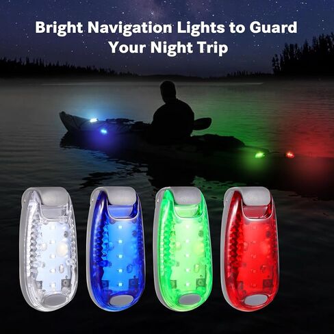 4 قطع من مصابيح الملاحة لقوارب الكاياك، مصابيح أمان LED مع أوضاع وامضة وامضة، مجموعة مجانية للتجميع لقوس القارب واليخت وذيل الدراجة باللون الأحمر والأخضر والأبيض والأزرق in Kuwait
