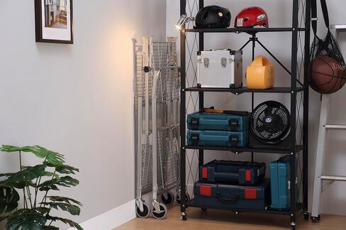 2 Tier Commercial Grade Heavy Duty Utility Cart | Holds up to 300lbs | Easy Foldable | Durable Chrome Plated Steel Heavy Duty Rolling Cart for Garage, Warehouse, Showroom and Office in Kuwait