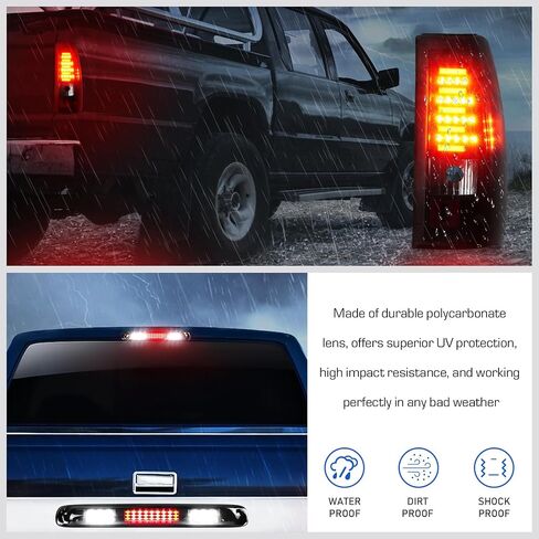 ضوء خلفي LED + طقم ضوء الفرامل الثالث مناسب لسيارة Chevy Silverado وGMC Sierra 1500 2500 HD 2003-2006، Silverado Sierra 3500 2004-2006، Silverado/Sierra Classic Models 2007، عدسة دخان سوداء اللون in Saudi Arabia